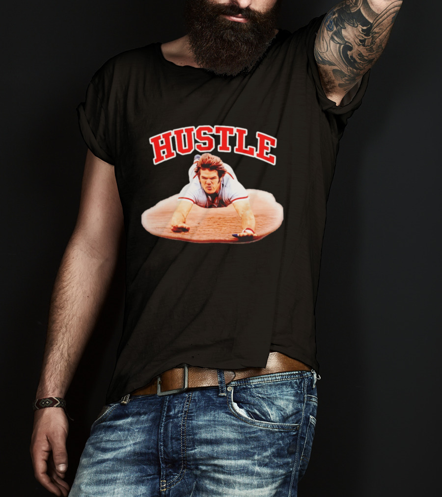 Hustle Baseball Player Diving Slide Action Image T-Shirt