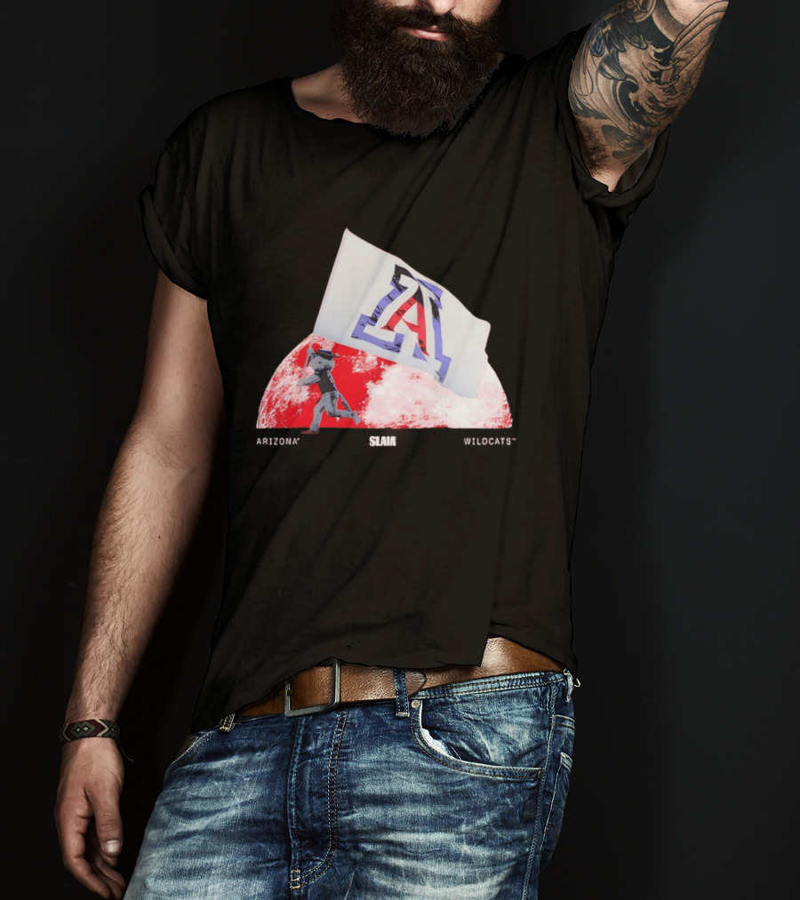 Arizona Wildcats Flag On The Moon SLAM Magazine T-Shirt