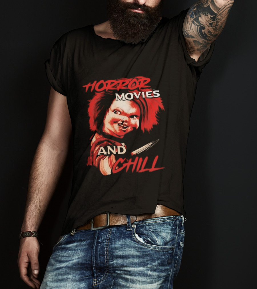Chucky Horror Movies And Chill Knife Wielding Doll T-Shirt