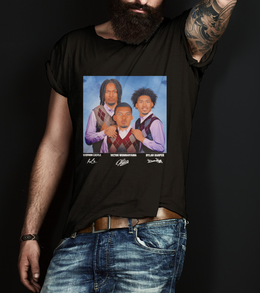 Victor Wembanyama Dylan Harper Stephon Castle Step Brothers San Antonio Spurs Signatures T-Shirt