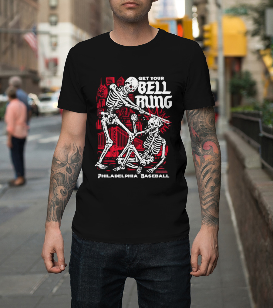 Get Your Bell Rung Philadelphia Baseball Skeleton T-Shirt