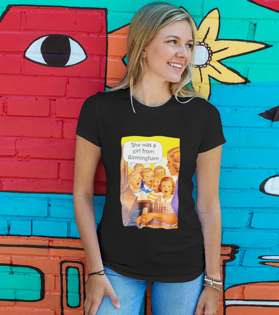 She Was A Girl From Birmingham Retro Comic Style Classroom Scene T-Shirt