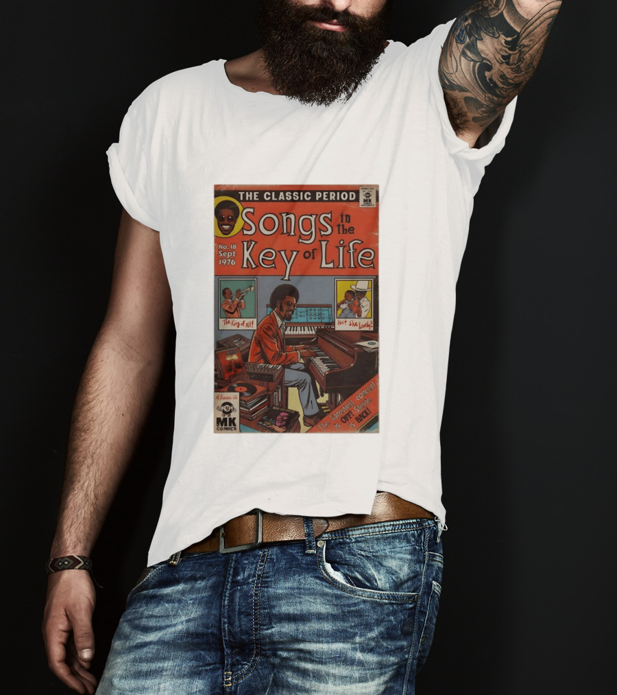 The Classic Period Songs In The Key Of Life Sept 1976 Comic Style Music Legend Iconography T-Shirt