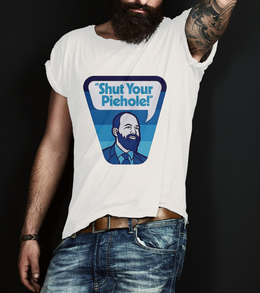 Shut Your Piehole Speech Bubble Blue Suit Beard T-Shirt