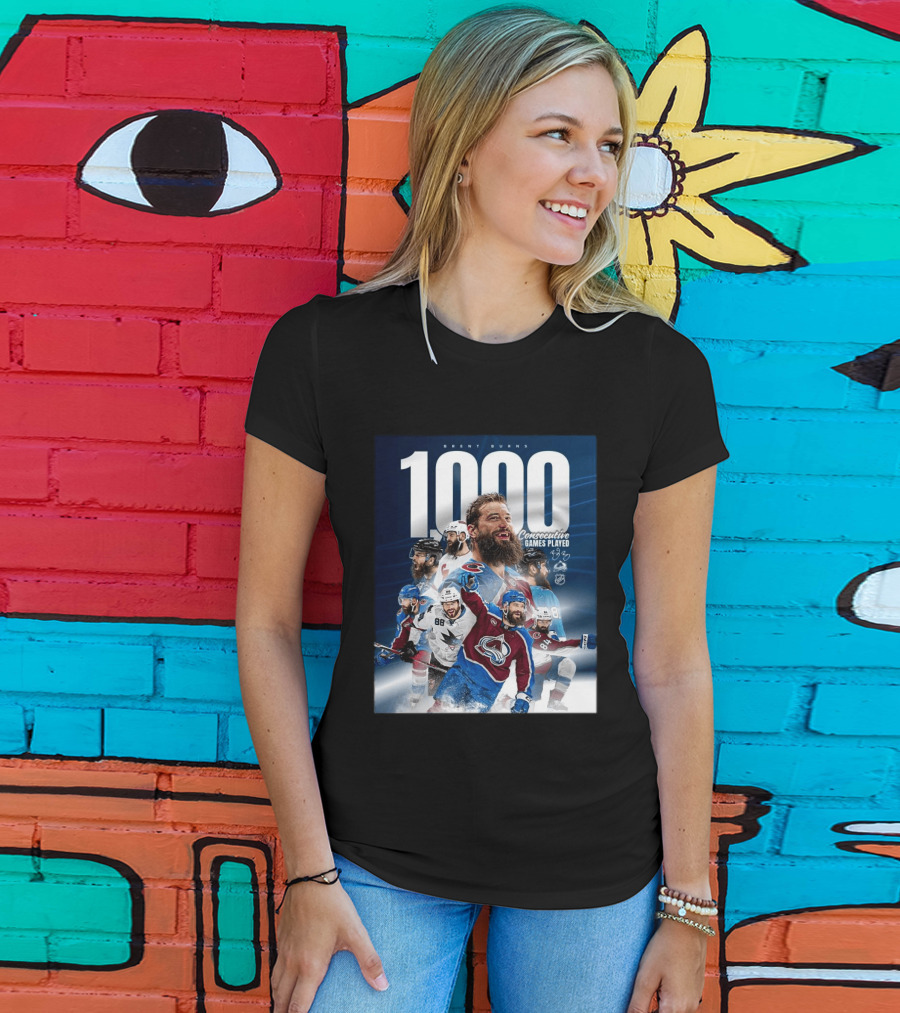 Brent Burns 1000 Consecutive NHL Games Played Colorado Avalanche San Jose Sharks T-Shirt