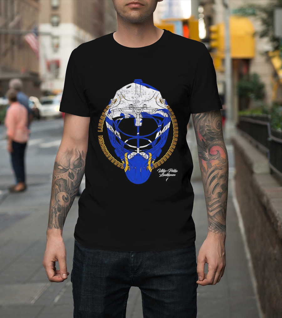 Buffalo Sabres Ukko Pekka Luukkonen Hockey Helmet NHL 2026 T-Shirt