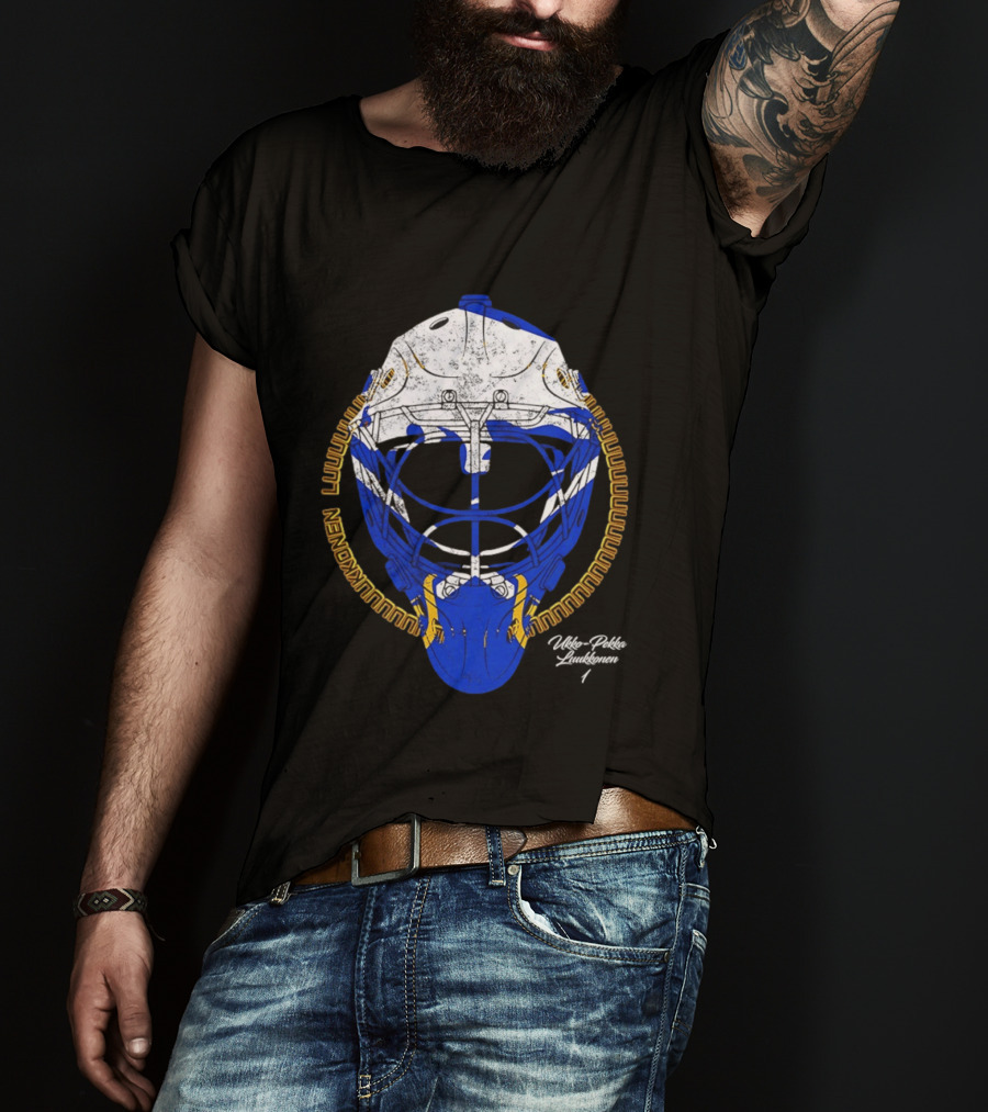 Buffalo Sabres Ukko Pekka Luukkonen Hockey Helmet NHL 2026 T-Shirt