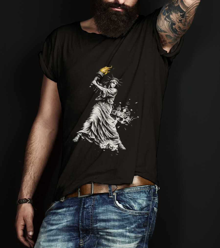 Statue Of Liberty Holding Torch Democracy No Kings Anti Trump T-Shirt