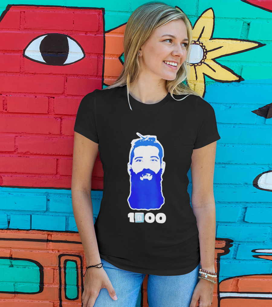 Colorado Avalanche 1000th Milestone Burnzie Blue Beard T-Shirt