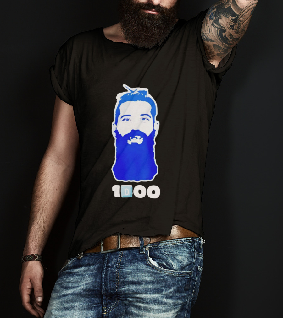 Colorado Avalanche 1000th Milestone Burnzie Blue Beard T-Shirt