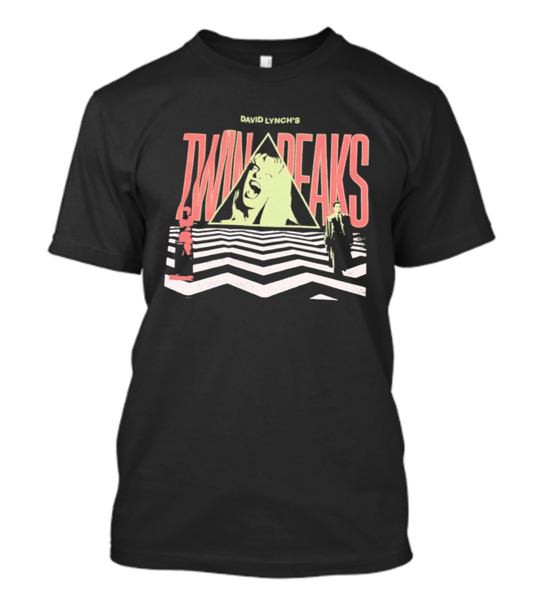 David Lynch Presents Twin Peaks Iconic Zigzag Floor And Character Montage T-Shirt