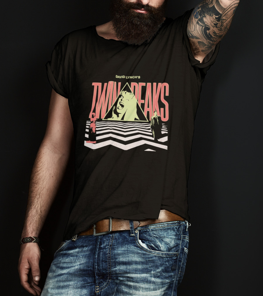 David Lynch Presents Twin Peaks Iconic Zigzag Floor And Character Montage T-Shirt