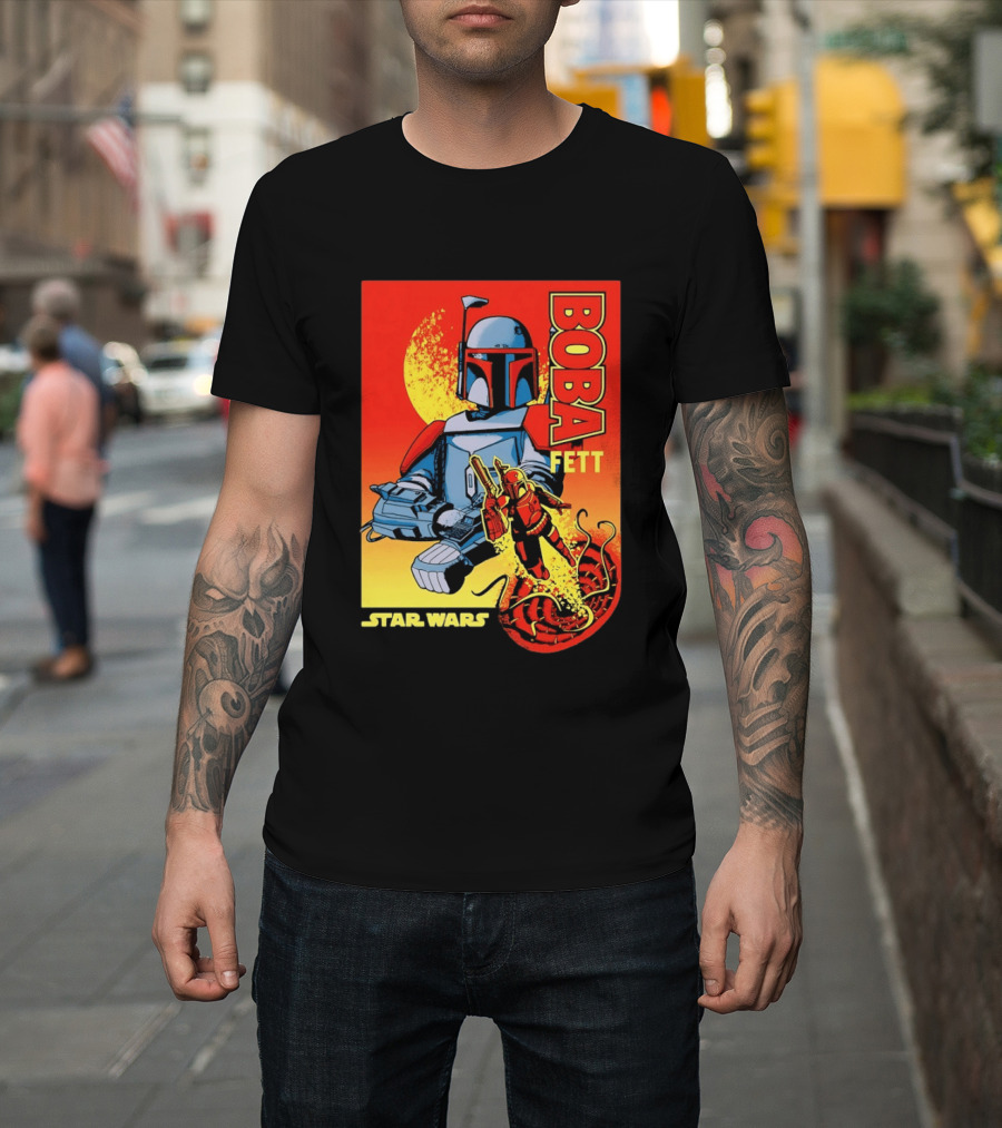 Star Wars Boba Fett Sarlacc Escape Retro Comic T-Shirt