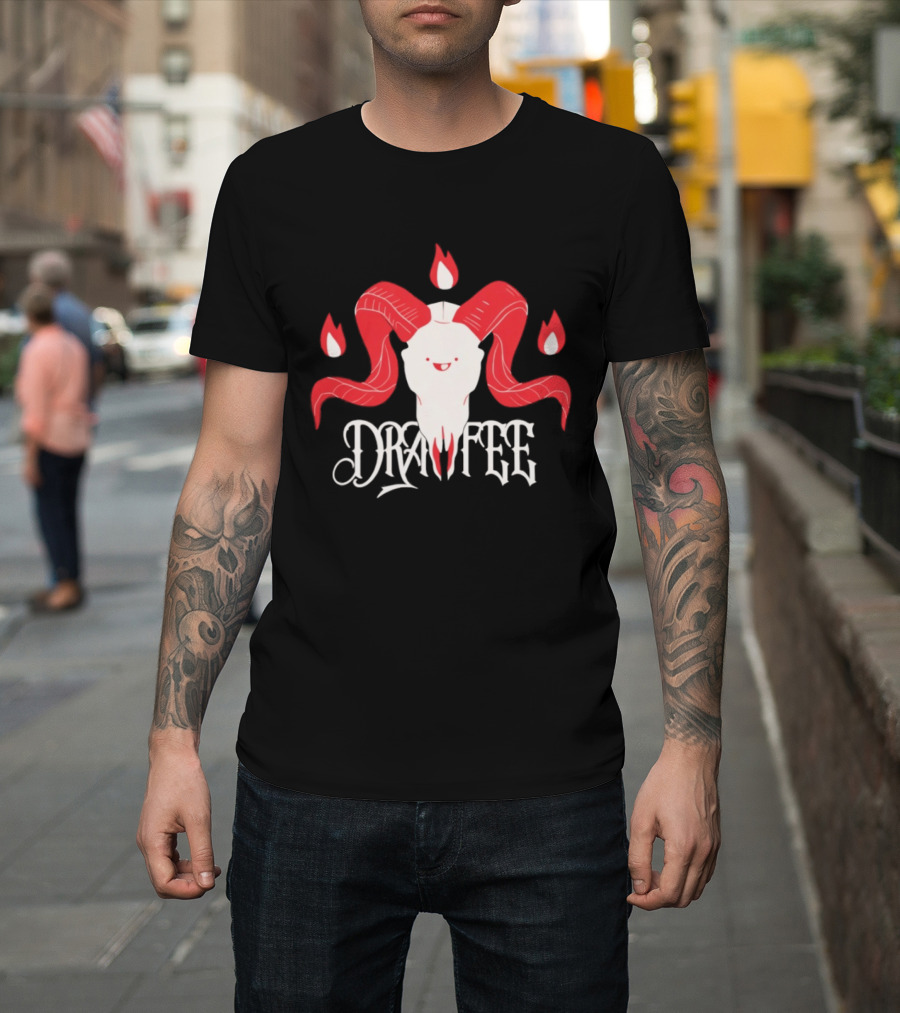Drawfee Metal Goat Skull Flames T-Shirt