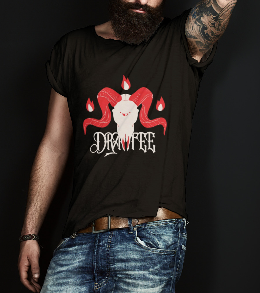 Drawfee Metal Goat Skull Flames T-Shirt