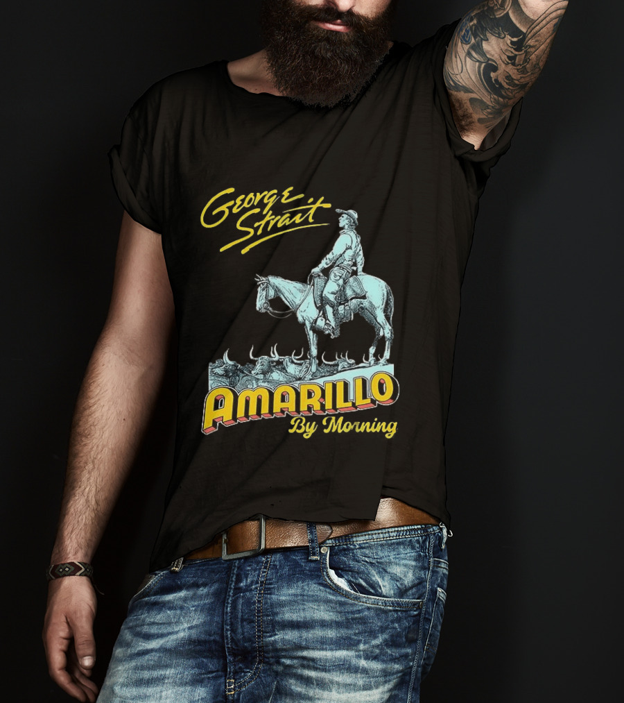 George Strait Amarillo By Morning Cowboy On Horse T-Shirt