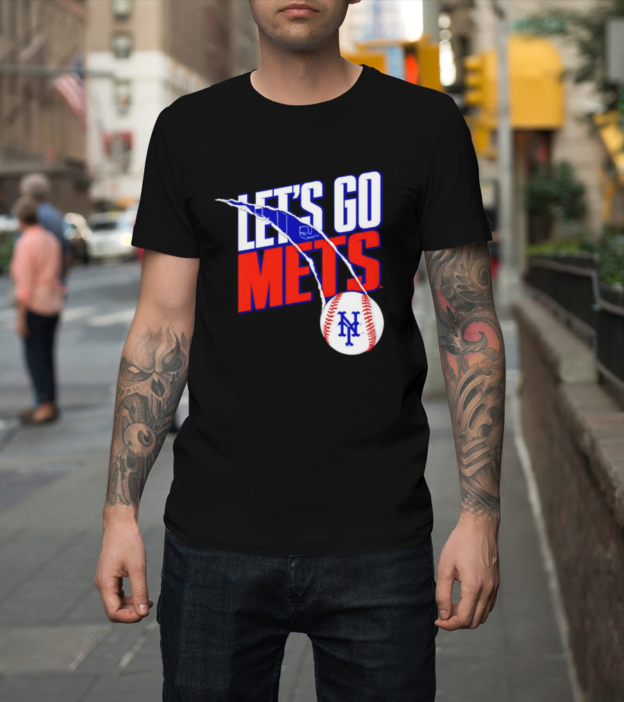 New York Mets Let's Go Mets Baseball Royal Splitter T-Shirt