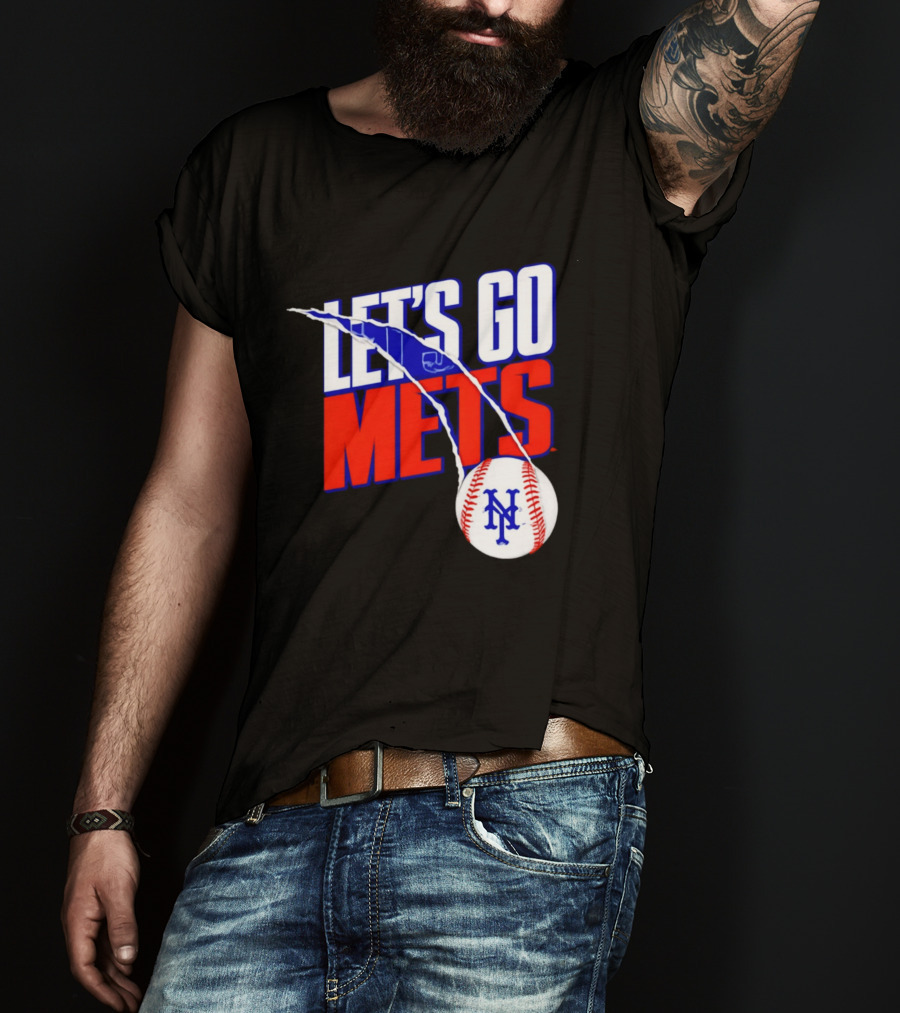 New York Mets Let's Go Mets Baseball Royal Splitter T-Shirt