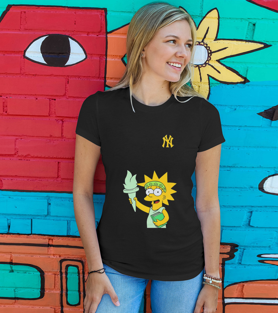 New York Yankees Simpsons Lisa Statue Of Liberty 2026 Iconic Collaboration T-Shirt