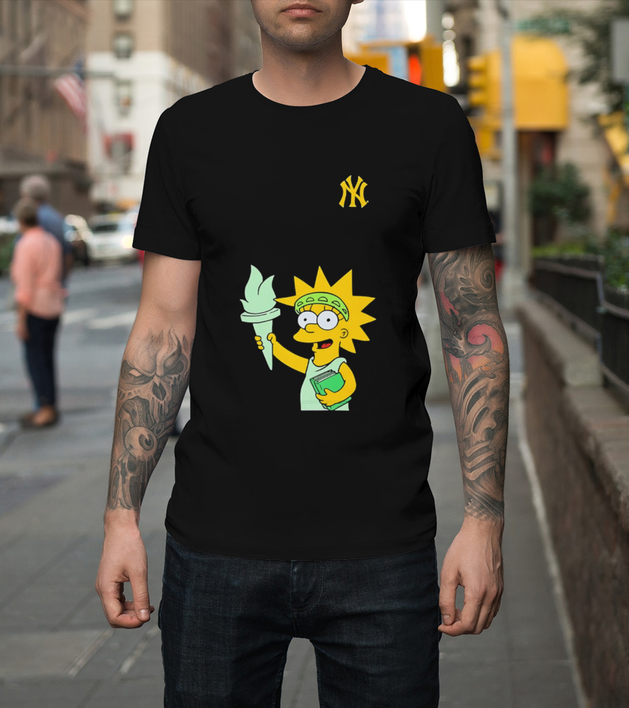 New York Yankees Simpsons Lisa Statue Of Liberty 2026 Iconic Collaboration T-Shirt