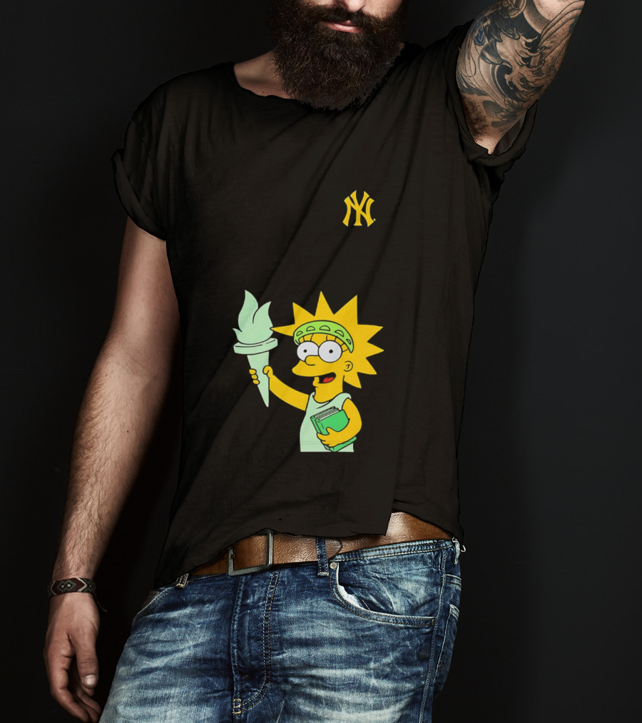 New York Yankees Simpsons Lisa Statue Of Liberty 2026 Iconic Collaboration T-Shirt