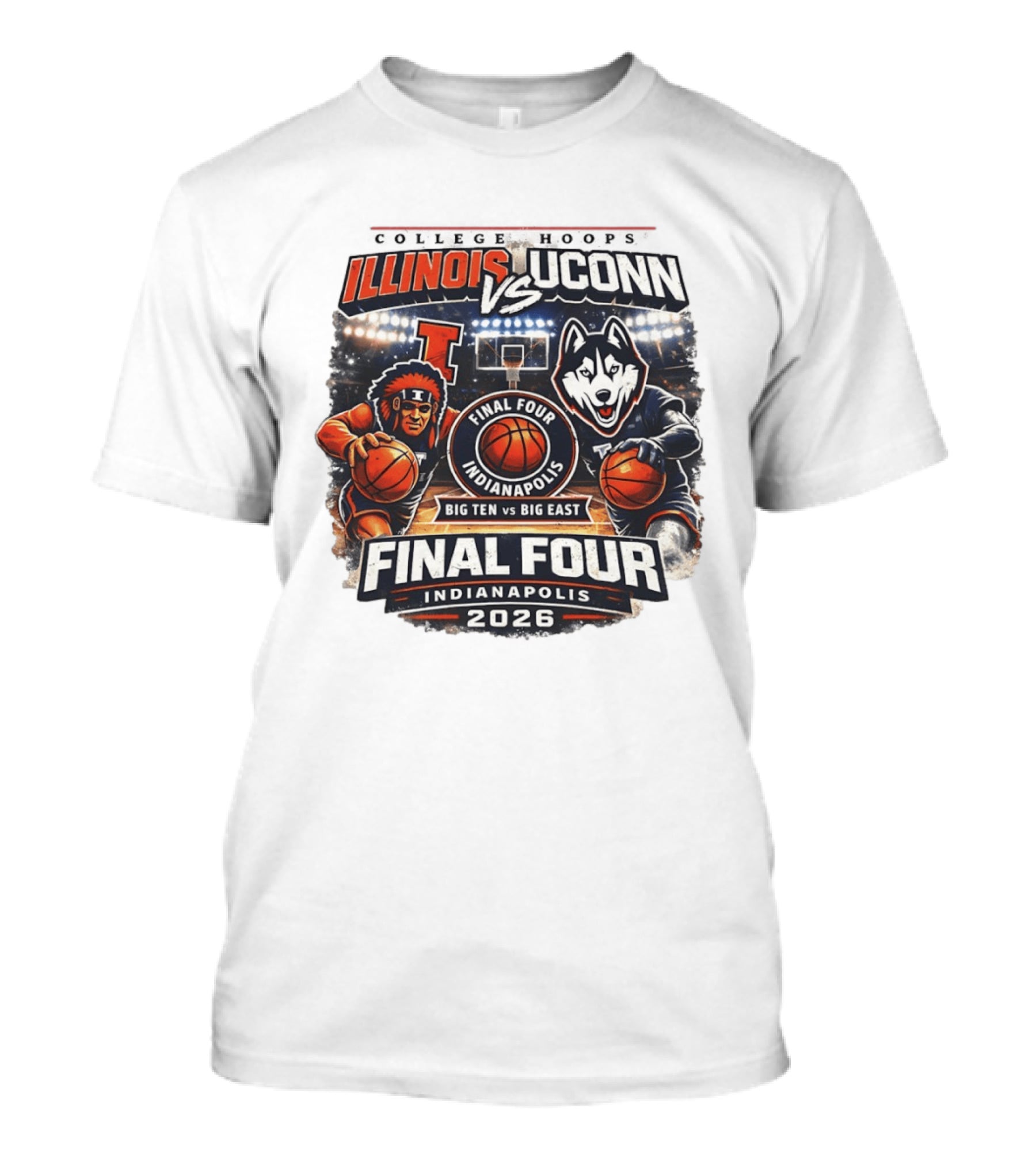 Illinois Fighting Illini Vs UConn Huskies Final Four Indianapolis 2026 Big Ten Vs Big East T-Shirt