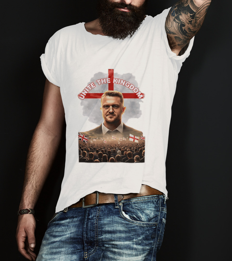 Unite The Kingdom Tommy Robinson England Flag Crowd T-Shirt
