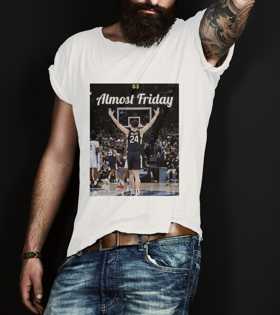 UConn Huskies March Madness Almost Friday Basketball Court Triumph T-Shirt