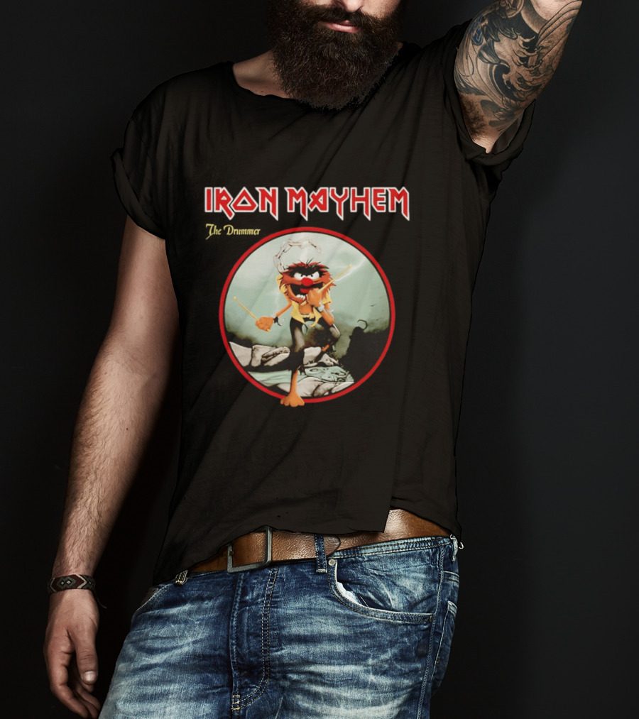 Animal The Muppets Iron Mayhem Rock Band Drummer T-Shirt