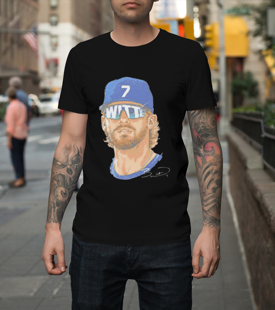 Bobby Witt Jr Kansas City Royals Sunglasses Blue Cap Number 7 T-Shirt