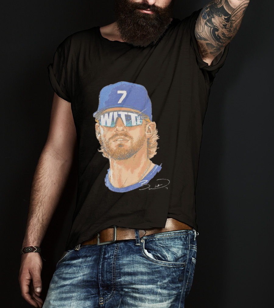 Bobby Witt Jr Kansas City Royals Sunglasses Blue Cap Number 7 T-Shirt