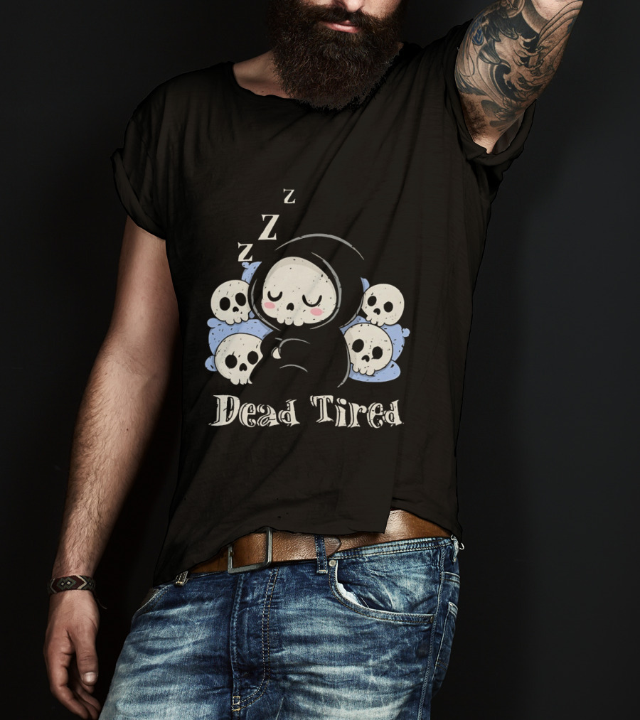 Grim Reaper Sleeping Among Skulls Dead Tired With ZZZ T-Shirt