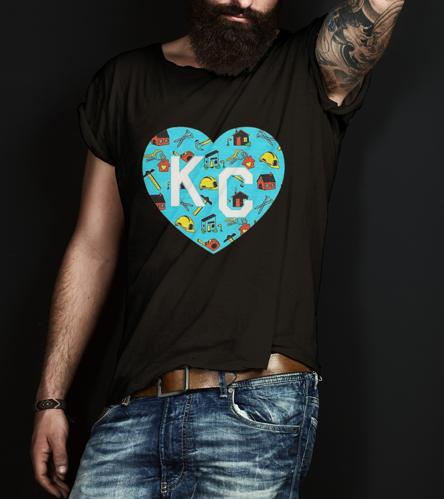 Habitat For Humanity Kansas City KC Heart With Tools And Houses T-Shirt