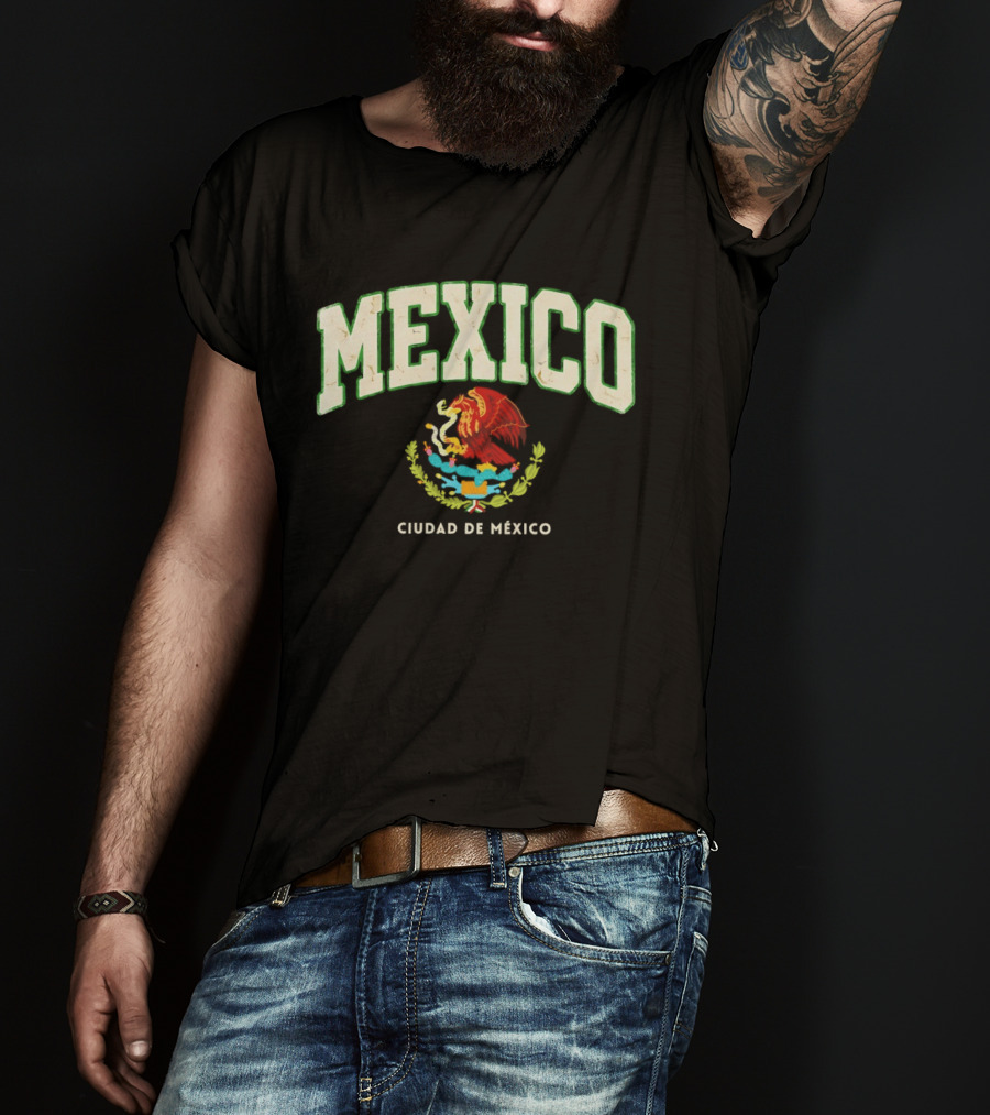 Mexico Ciudad De México 2026 Soccer Emblem With Mexican Coat Of Arms T-Shirt