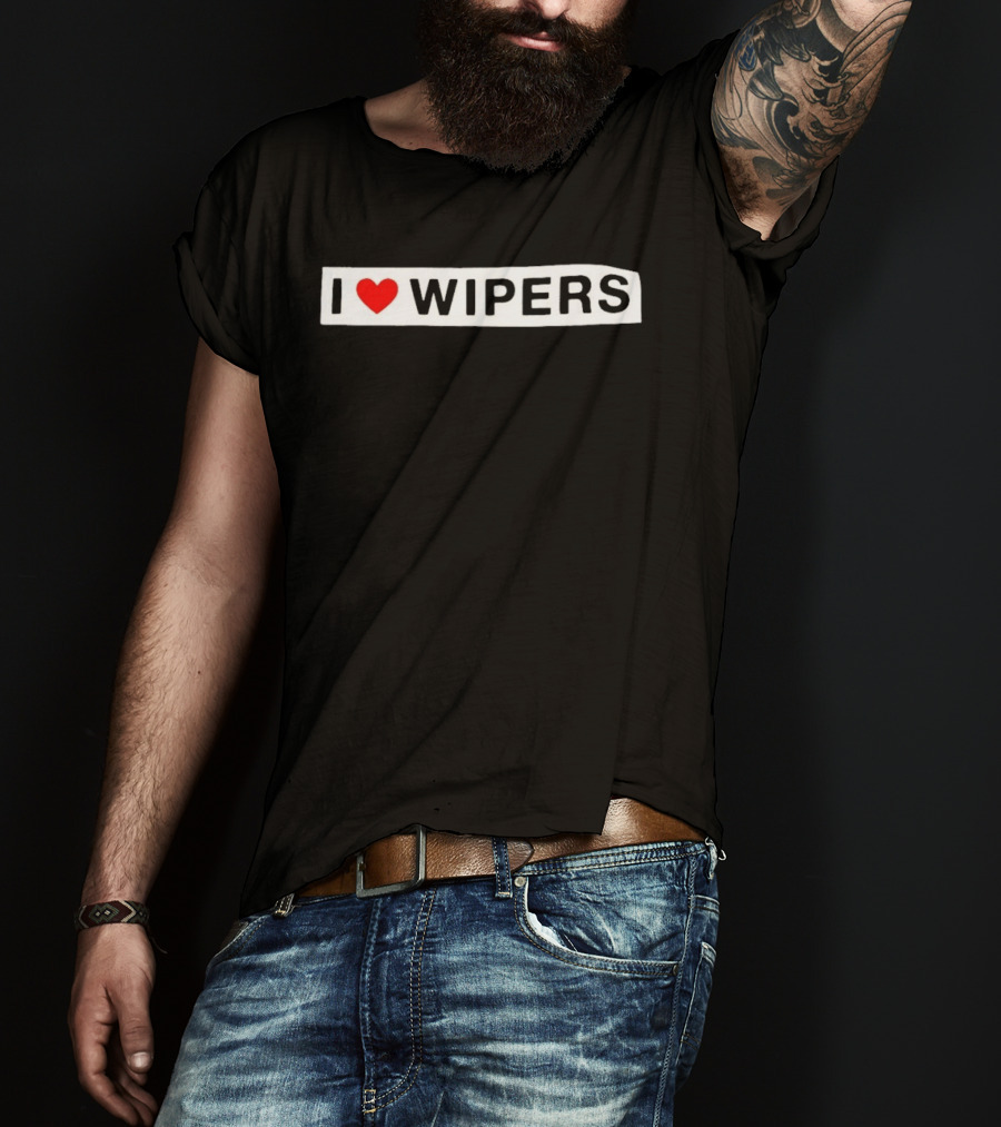 I Heart Wipers Bold White Text Red Heart T-Shirt