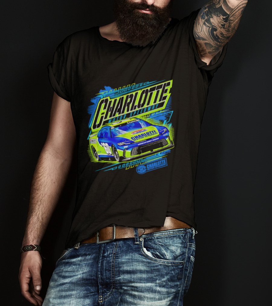 Charlotte Motor Speedway Neon Car Racing Experience T-Shirt