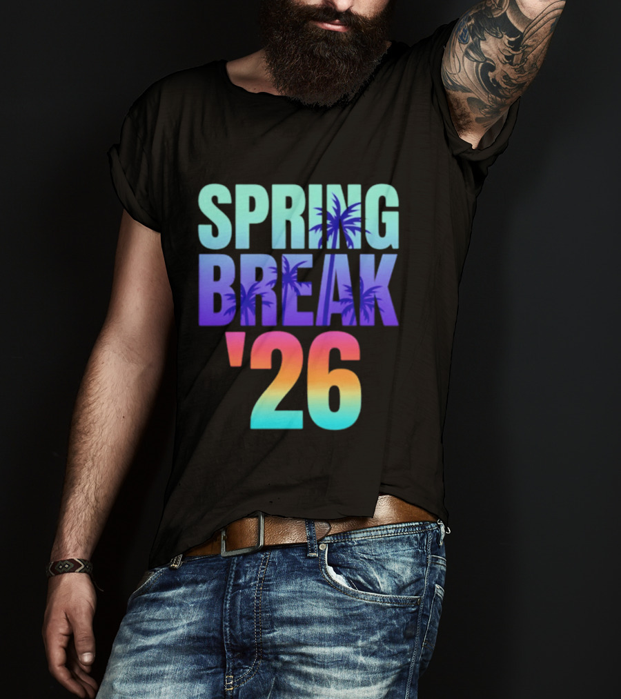Spring Break '26 Sunset Palm Trees Ocean Vibes T-Shirt