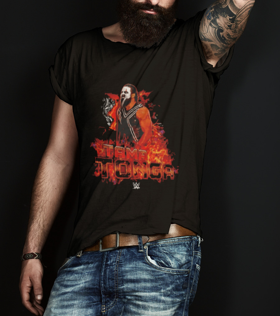 Tama Tonga WWE Flames Wrestling Face Paint Fiery T-Shirt