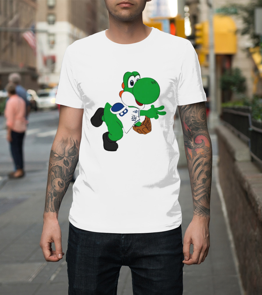 Los Angeles Dodgers Green Dinosaur Cartoon Character Toddler Staple T-Shirt