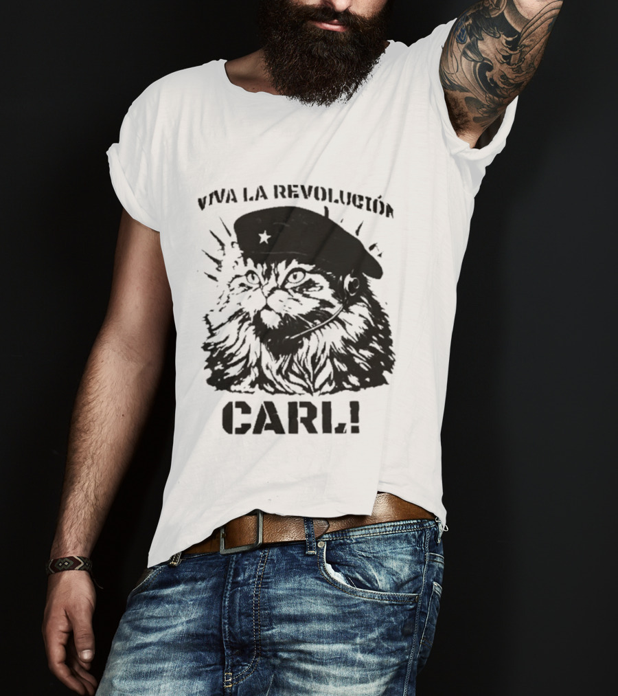 Viva La Revolucion Carl Cat With Beret T-Shirt