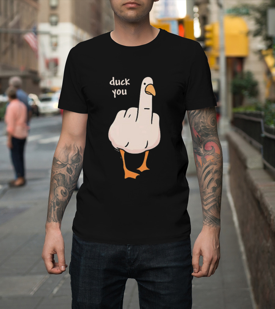 Duck You Middle Finger Duck Cartoon T-Shirt
