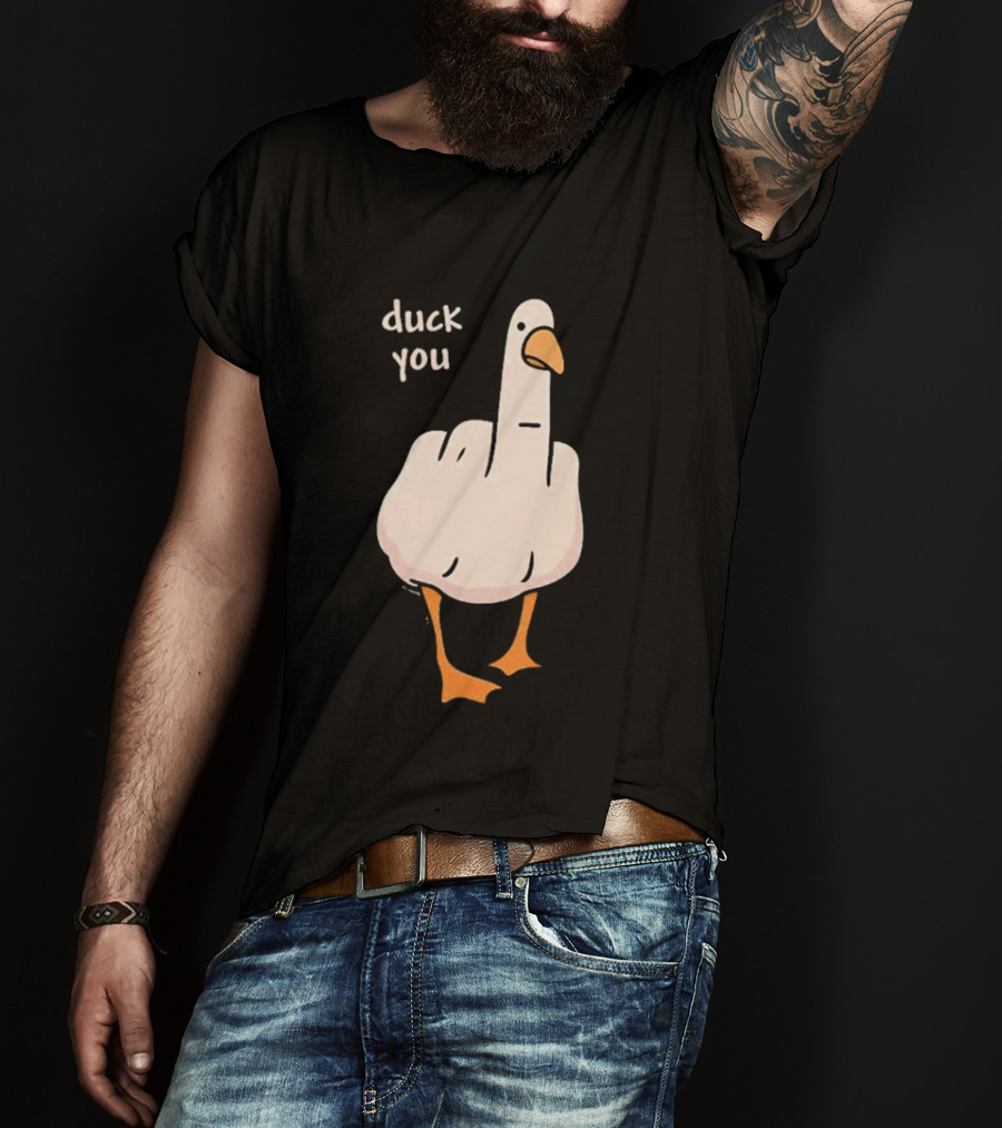 Duck You Middle Finger Duck Cartoon T-Shirt