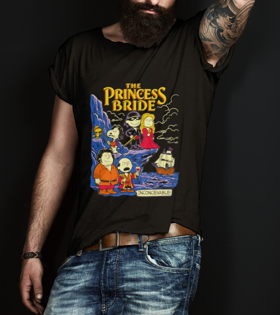The Princess Bride Peanuts Crossover Featuring Iconic Cartoon Characters T-Shirt