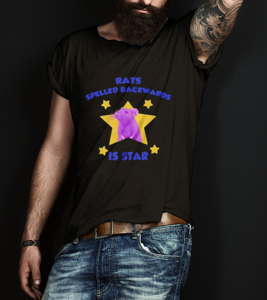 Rats Spelled Backwards Is Star Purple Mouse Yellow Stars T-Shirt