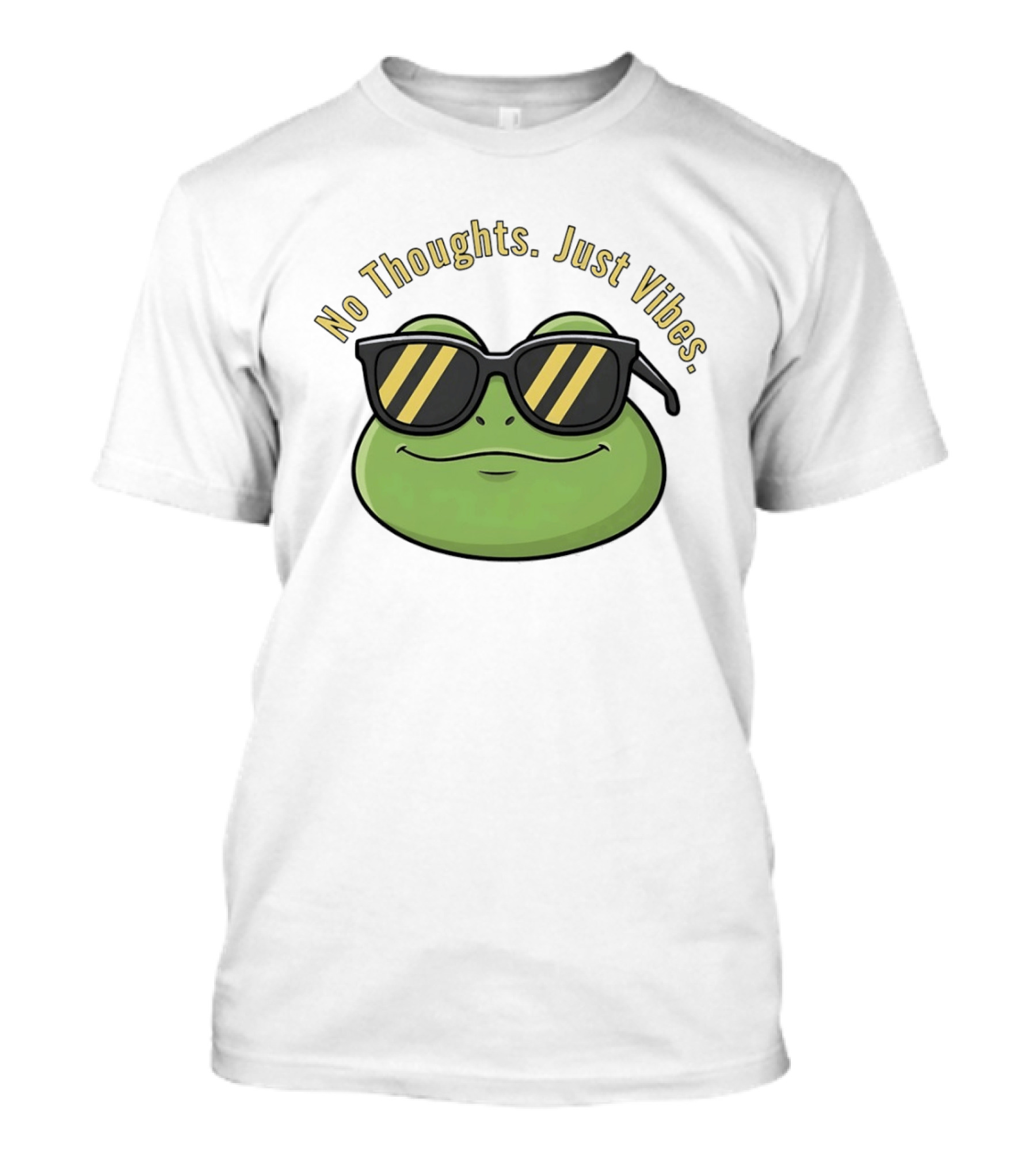 Frog No Thoughts Just Vibes Sunglasses Relaxed Mood T-Shirt