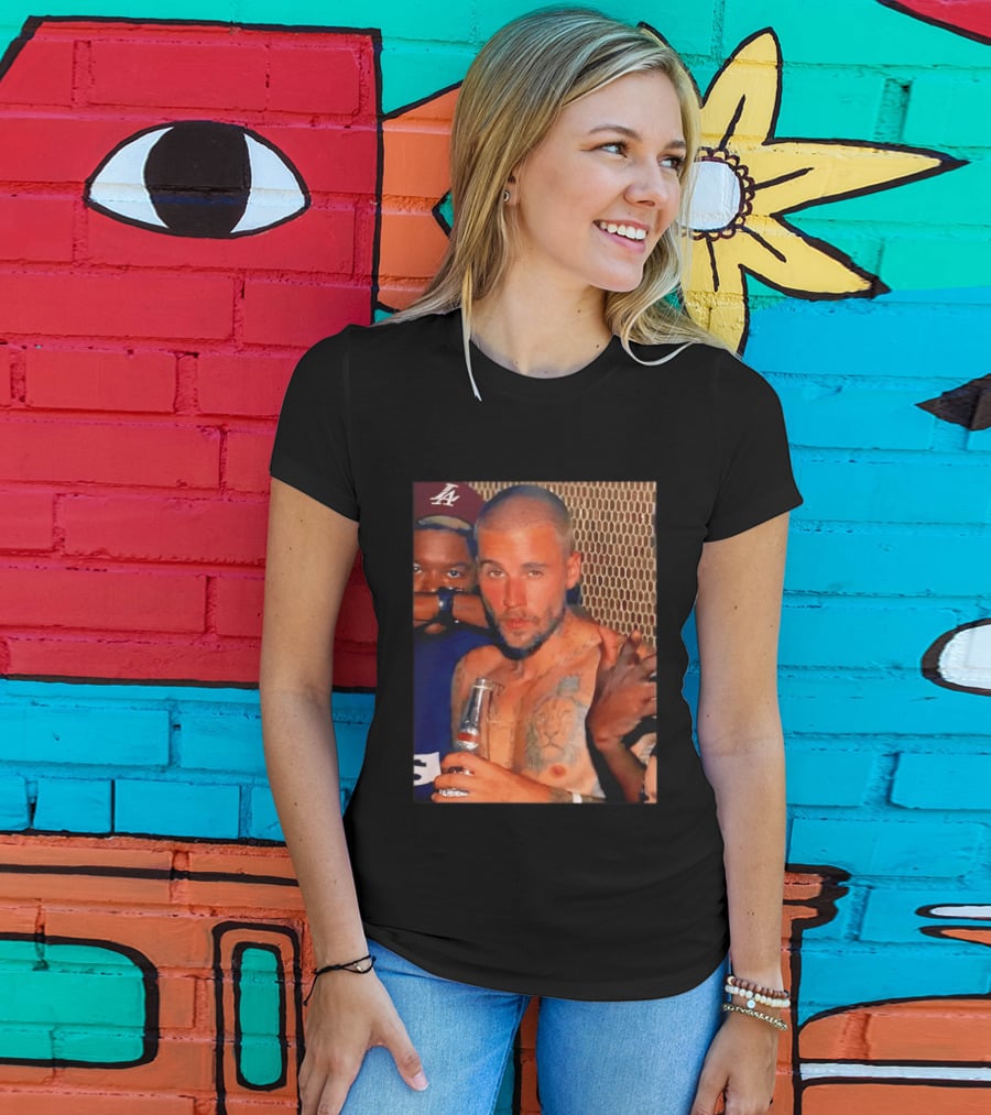 Justin Bieber Holding Beer Photo T-Shirt