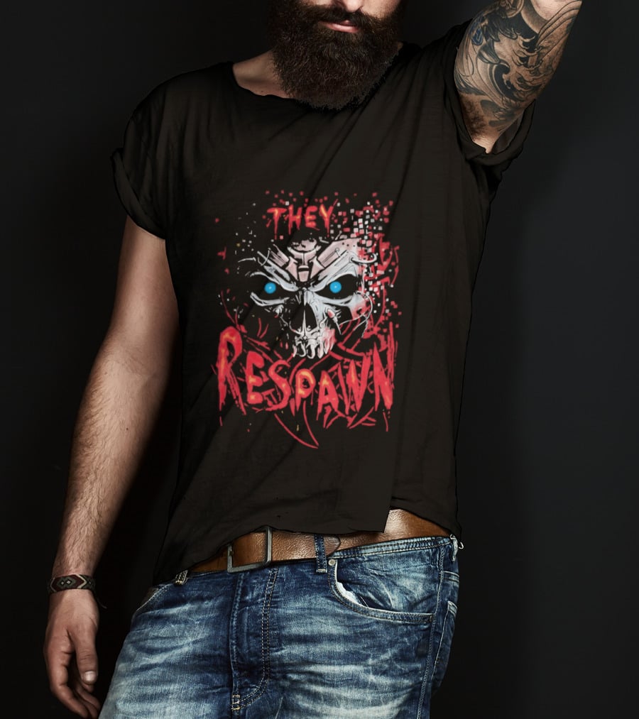 They Respawn Skull Blue Eyes Graffiti T-Shirt