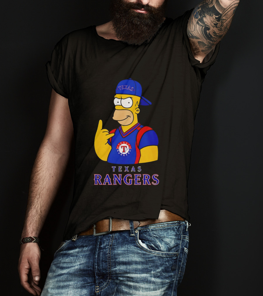 The Simpsons Texas Rangers Rock Hand Homer T-Shirt