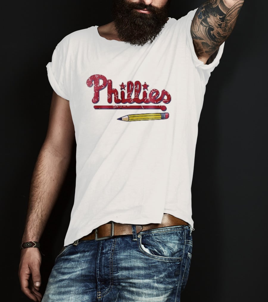 Philadelphia Phillies Teacher Appreciation Pencil And Numbers T-Shirt
