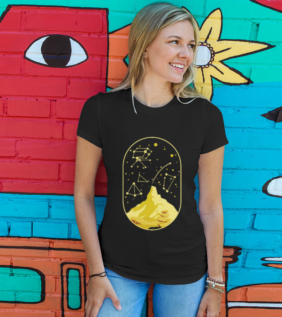 Cairn Minimalist Mountain Constellation Starry Sky T-Shirt